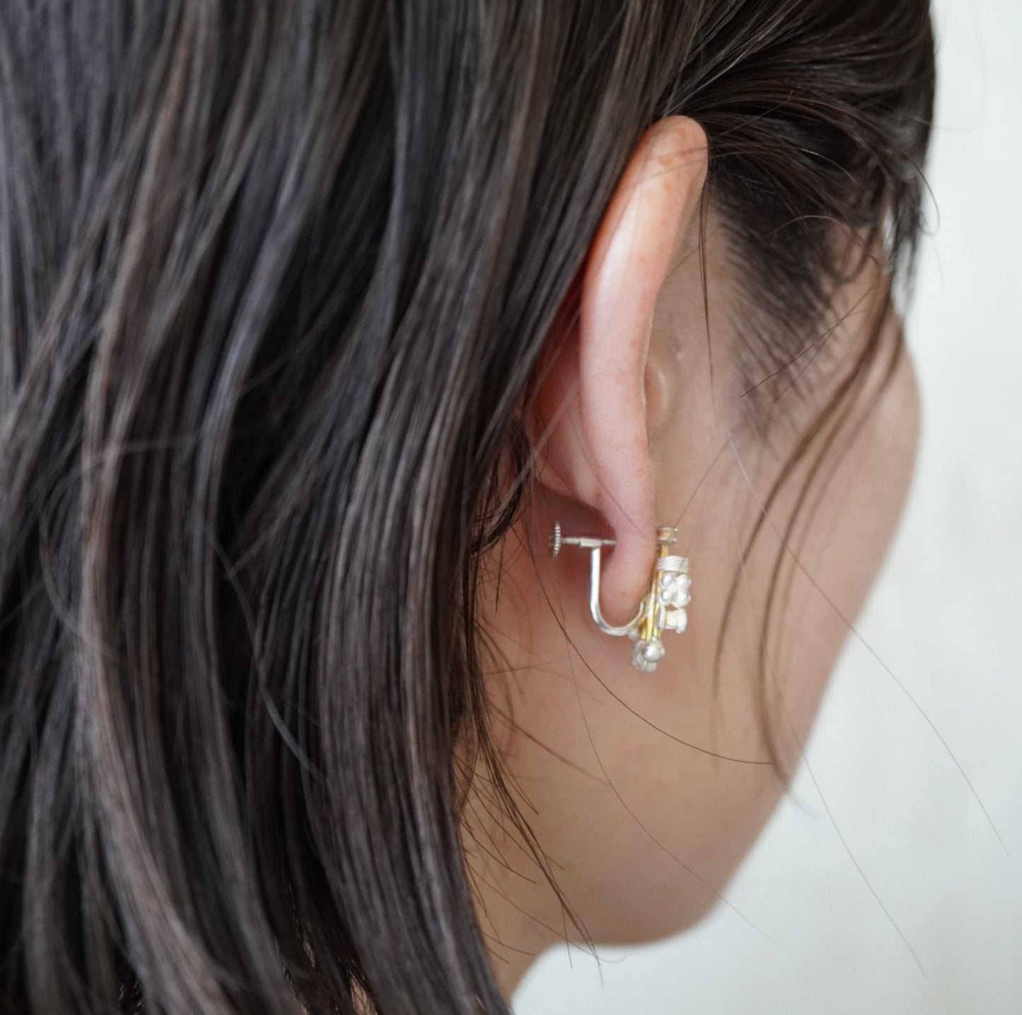 N-02- Mixed Seeds Earring silver(シングル)