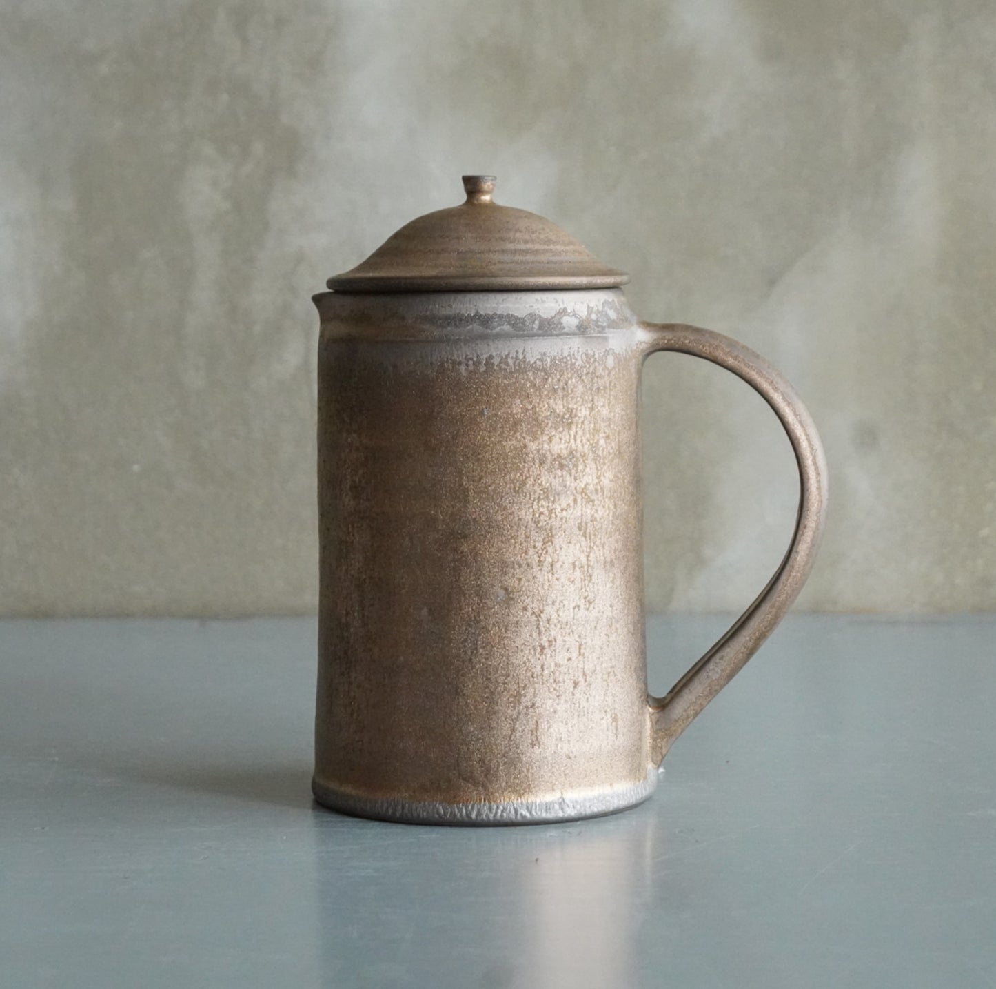 K-32- コーヒーサーバー蓋付 錆 × 黄土