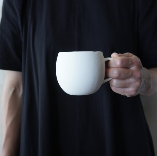 K-24- 林檎のコーヒーカップ 白マット