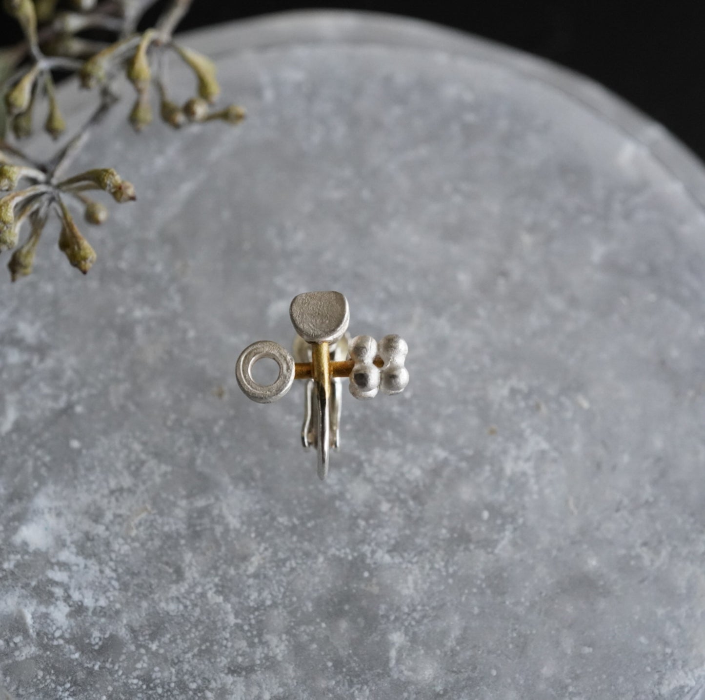 N-08- 3seeds Earring silver（シングル）