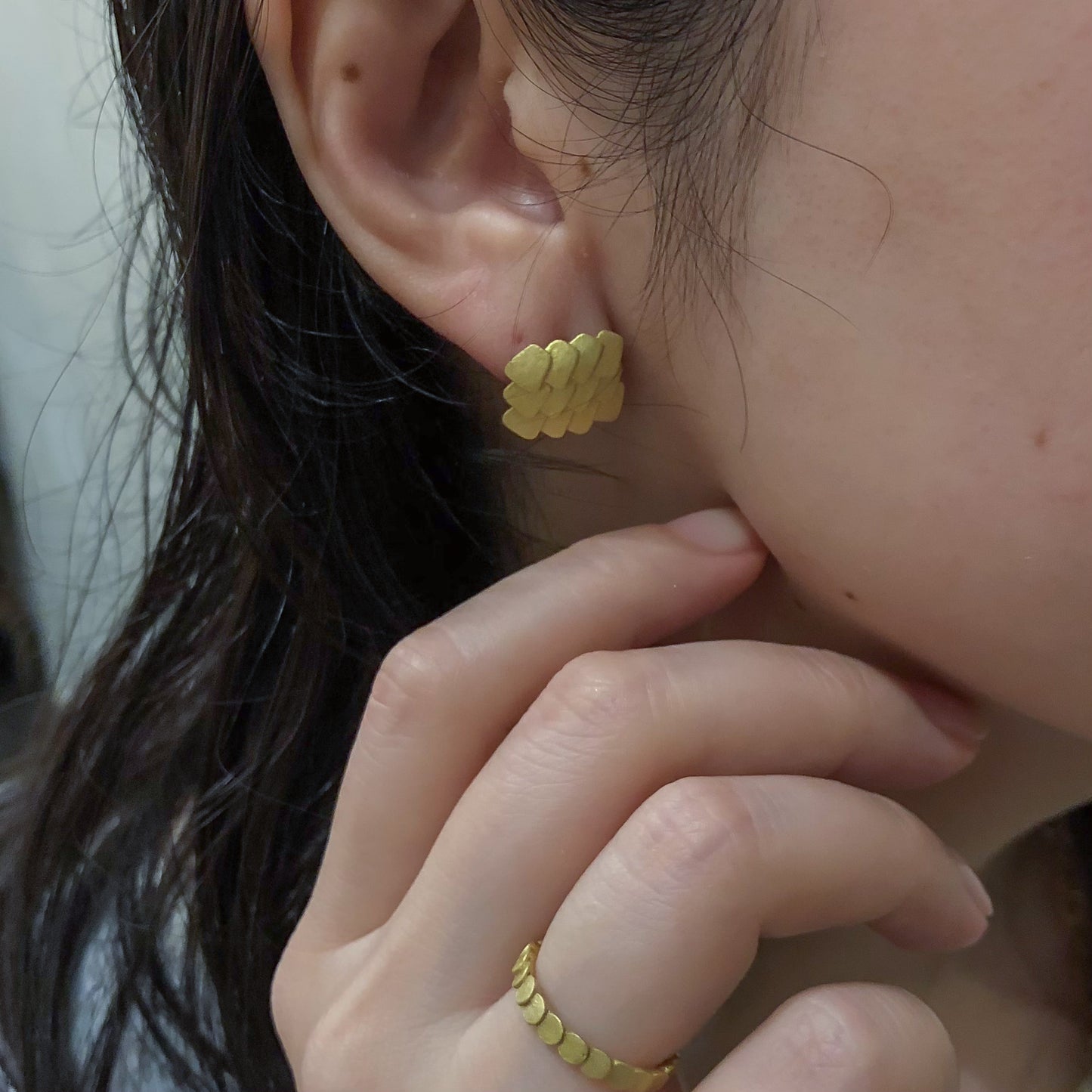 N-37- Pattern Earring ダイケイ bronze