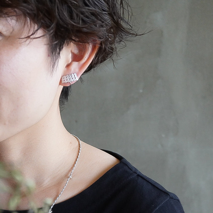 N-39- Pattern Earring マルとカーヴ silver