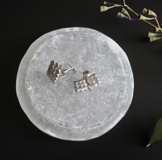 N-39- Pattern Earring マルとカーヴ silver